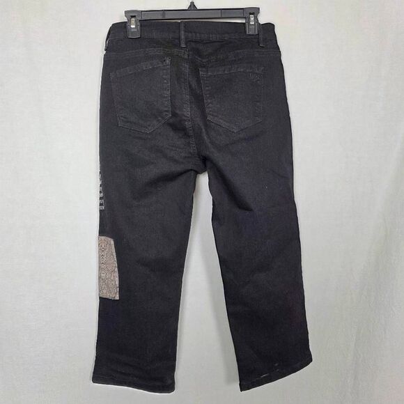 DG2 Diane Gilman Black Embroidered Jeans Size 12 - Picture 5 of 8